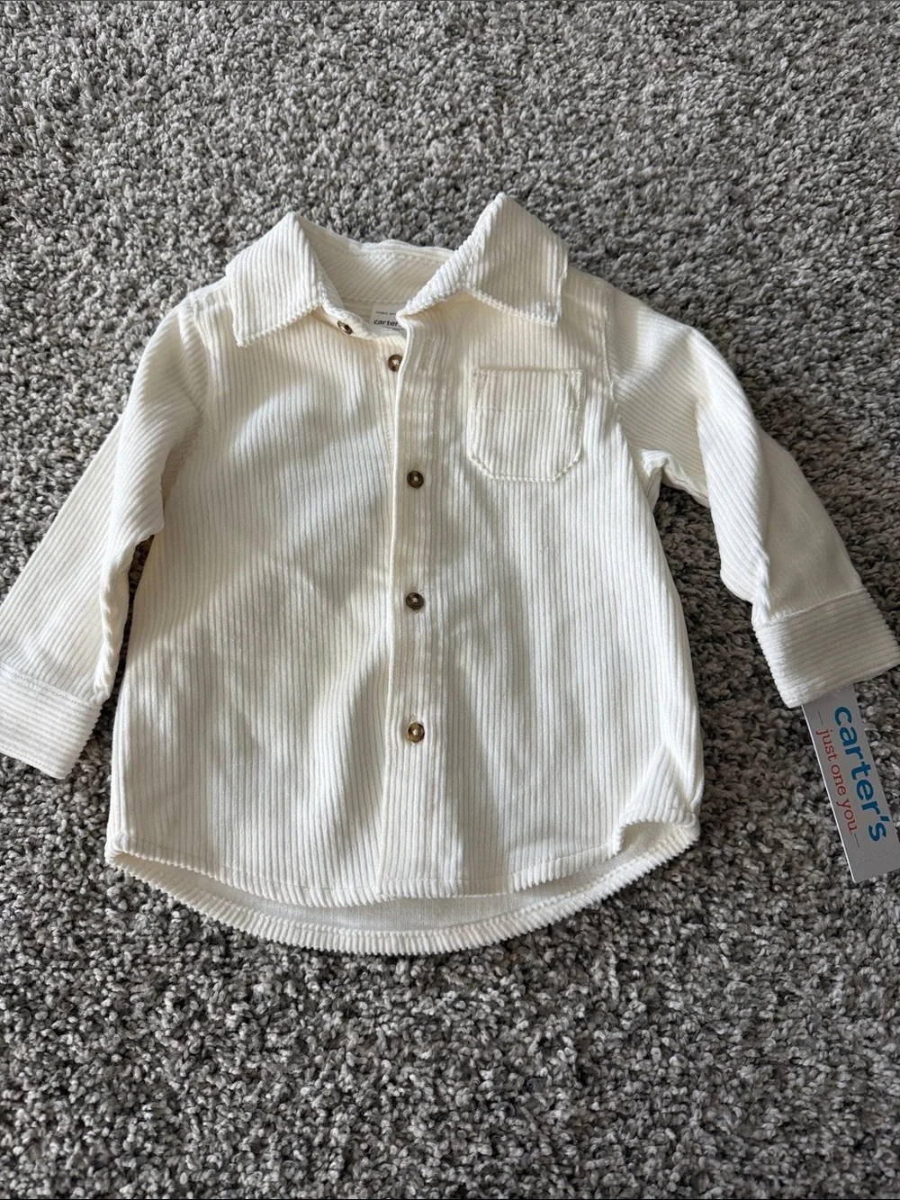 Carter's Cream Corduroy Button-Front Shirt Thick Material/Warm
